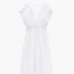 Zara White Cotton Poplin Dress